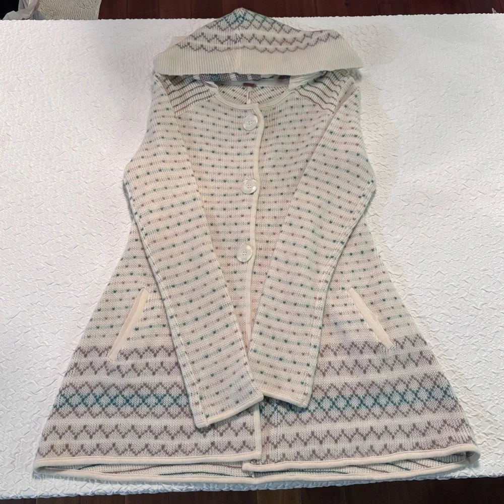 Free People Hooded Fair Isle Cardigan Boho Cottagecore, XS‎
